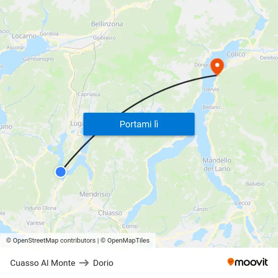 Cuasso Al Monte to Dorio map