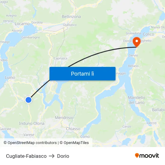 Cugliate-Fabiasco to Dorio map