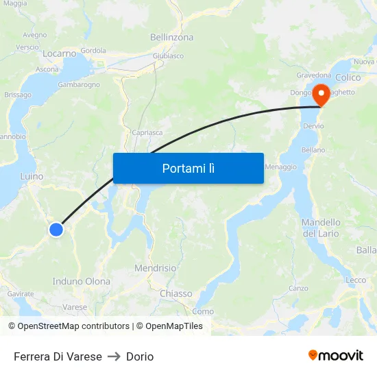Ferrera Di Varese to Dorio map