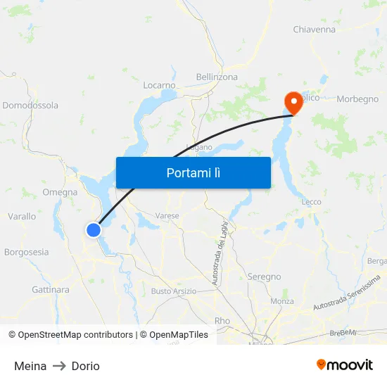 Meina to Dorio map