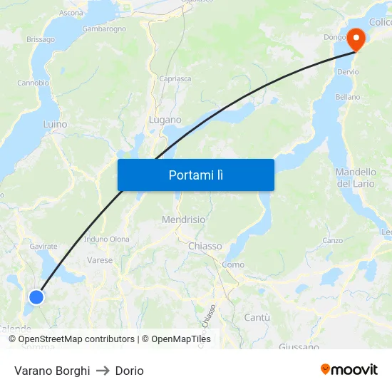 Varano Borghi to Dorio map