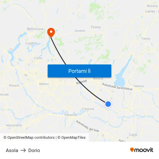 Asola to Dorio map