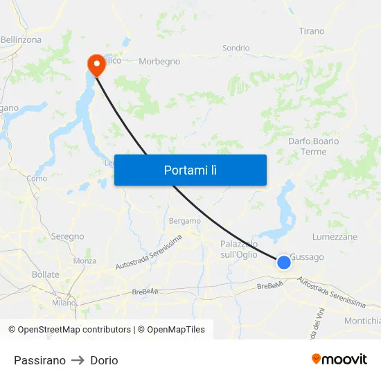 Passirano to Dorio map