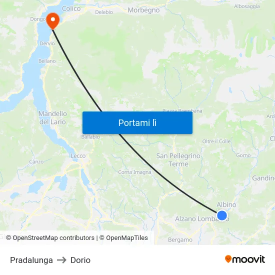 Pradalunga to Dorio map