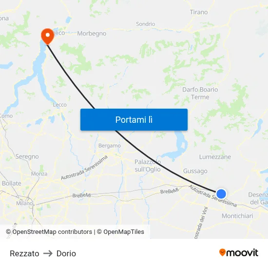 Rezzato to Dorio map