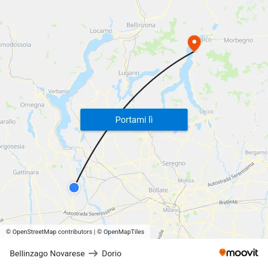 Bellinzago Novarese to Dorio map