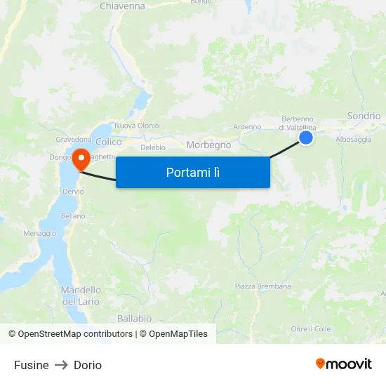 Fusine to Dorio map