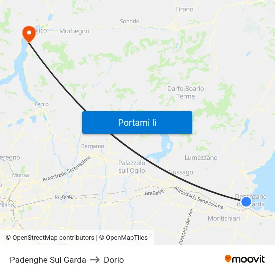 Padenghe Sul Garda to Dorio map