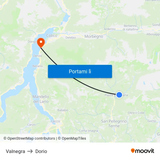 Valnegra to Dorio map