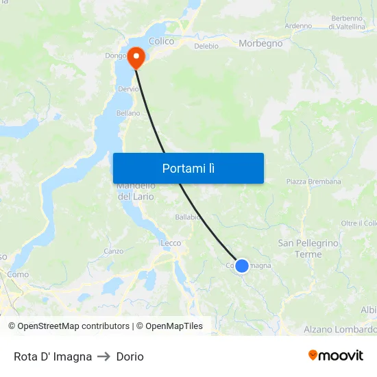 Rota D' Imagna to Dorio map