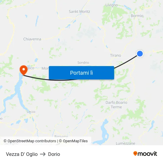 Vezza D' Oglio to Dorio map