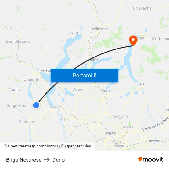Briga Novarese to Dorio map