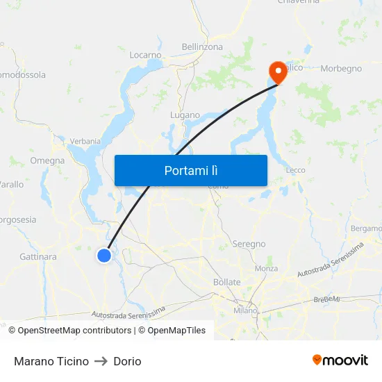 Marano Ticino to Dorio map