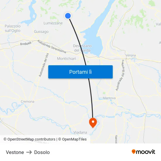Vestone to Dosolo map
