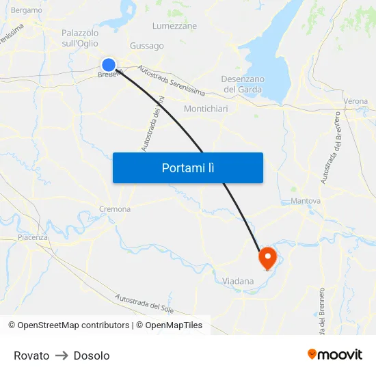 Rovato to Dosolo map