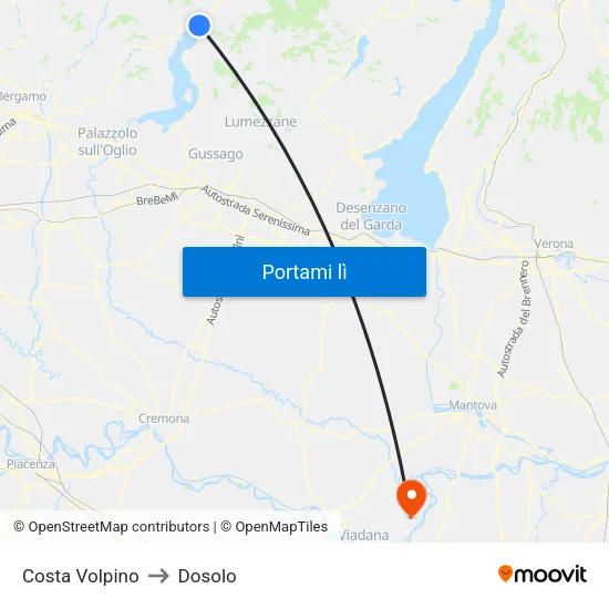 Costa Volpino to Dosolo map