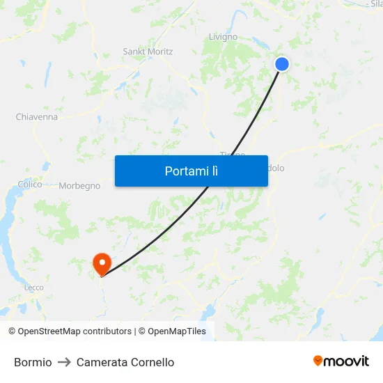 Bormio to Camerata Cornello map