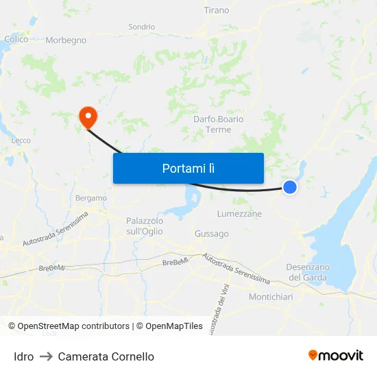 Idro to Camerata Cornello map