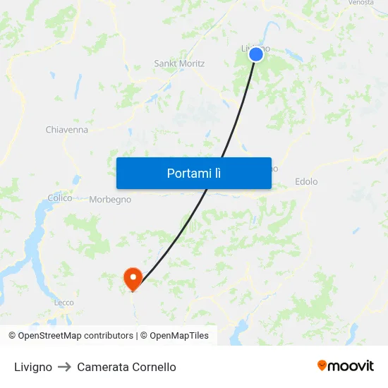 Livigno to Camerata Cornello map