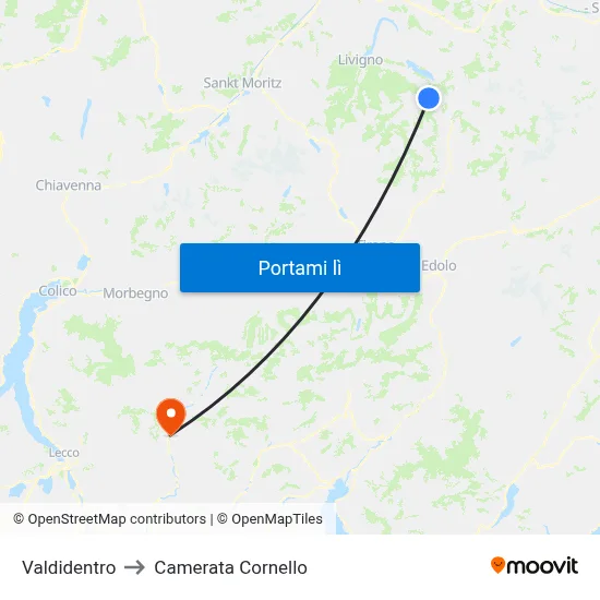 Valdidentro to Camerata Cornello map