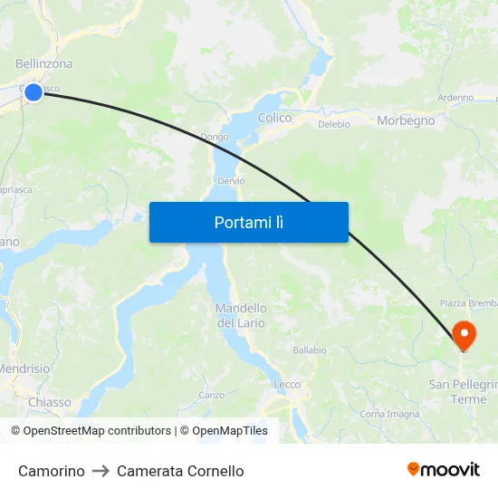 Camorino to Camerata Cornello map