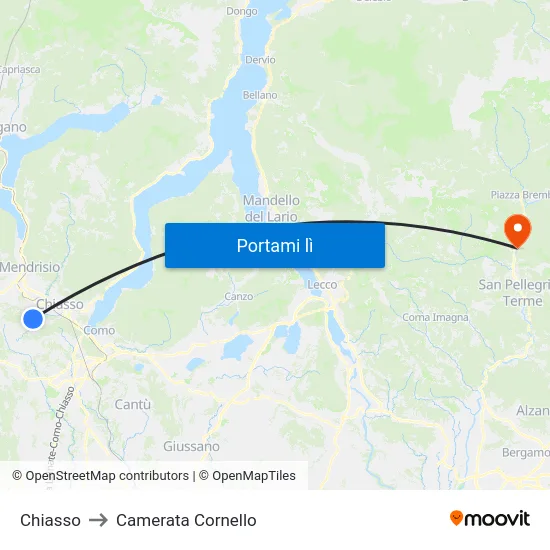 Chiasso to Camerata Cornello map