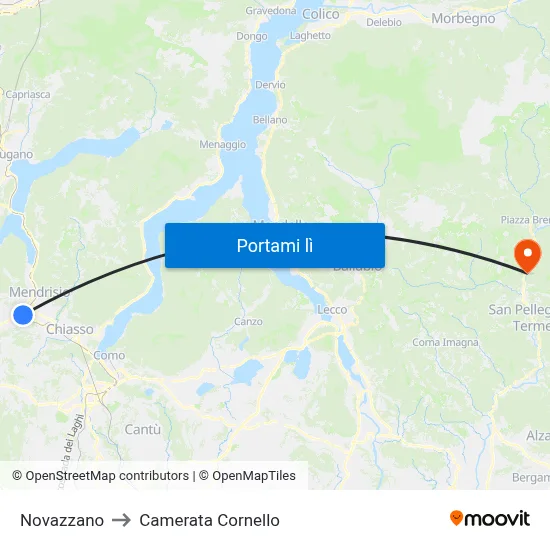 Novazzano to Camerata Cornello map