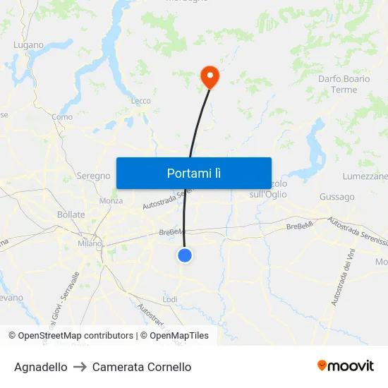 Agnadello to Camerata Cornello map
