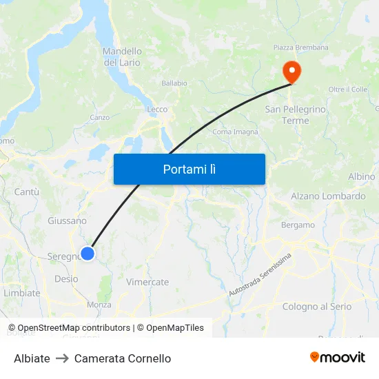 Albiate to Camerata Cornello map