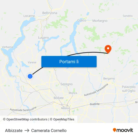 Albizzate to Camerata Cornello map
