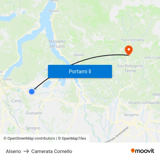 Alserio to Camerata Cornello map