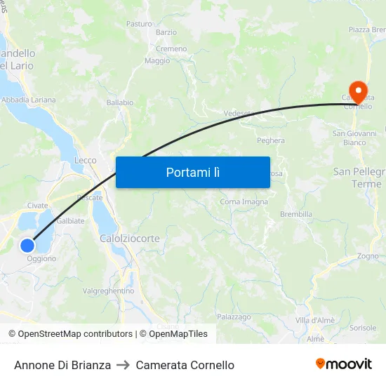 Annone Di Brianza to Camerata Cornello map