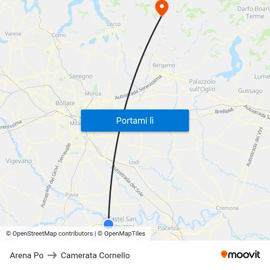 Arena Po to Camerata Cornello map