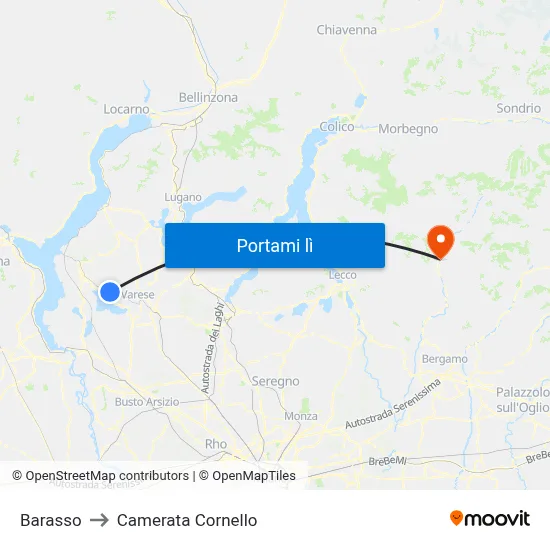 Barasso to Camerata Cornello map