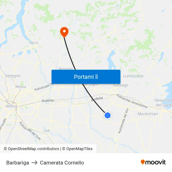 Barbariga to Camerata Cornello map