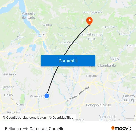 Bellusco to Camerata Cornello map