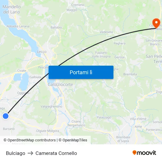 Bulciago to Camerata Cornello map