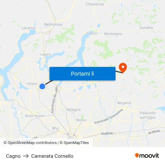 Cagno to Camerata Cornello map