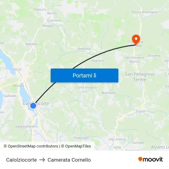 Calolziocorte to Camerata Cornello map