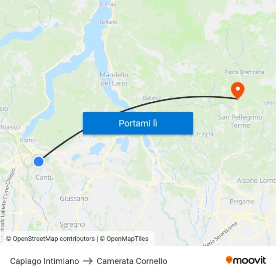 Capiago Intimiano to Camerata Cornello map