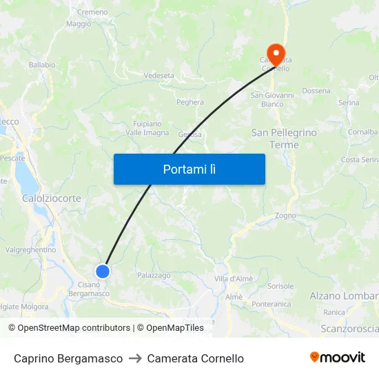 Caprino Bergamasco to Camerata Cornello map