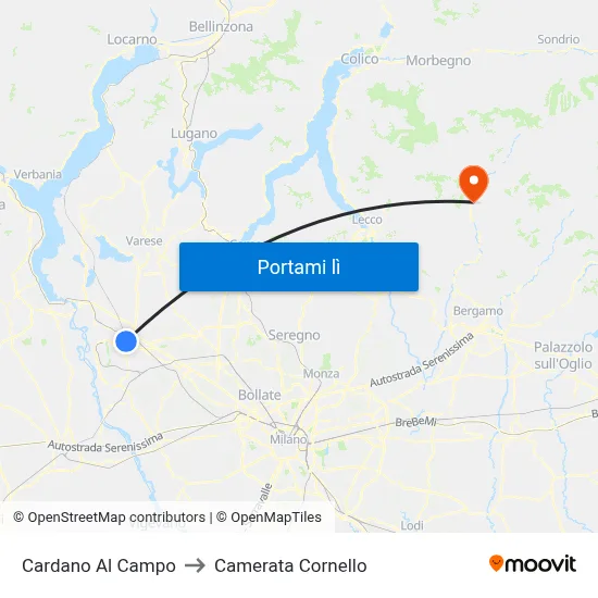 Cardano Al Campo to Camerata Cornello map