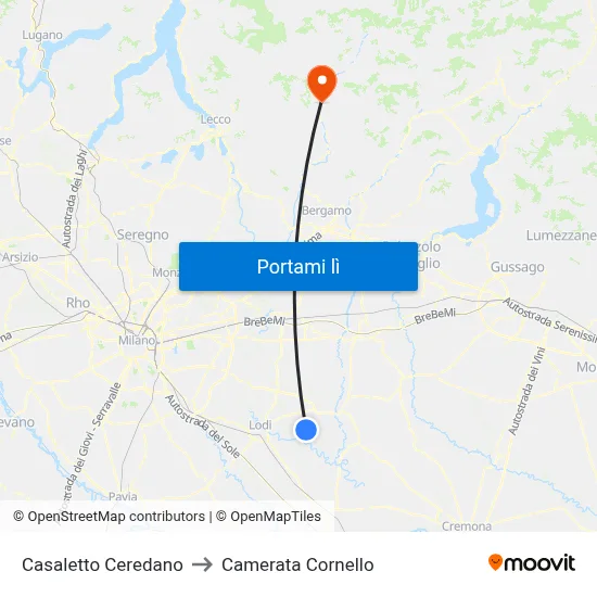 Casaletto Ceredano to Camerata Cornello map