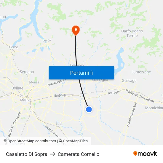 Casaletto Di Sopra to Camerata Cornello map