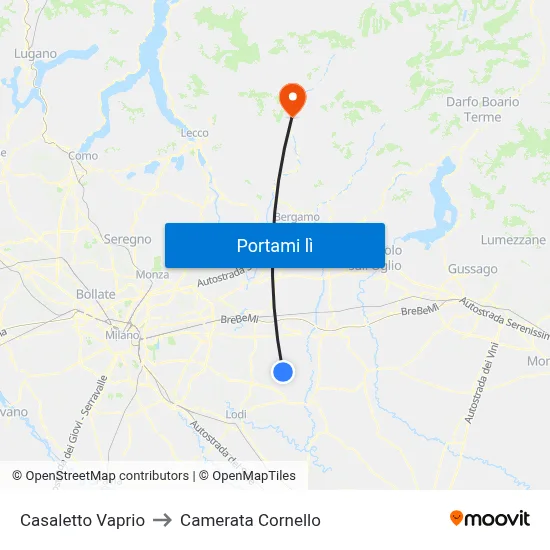 Casaletto Vaprio to Camerata Cornello map