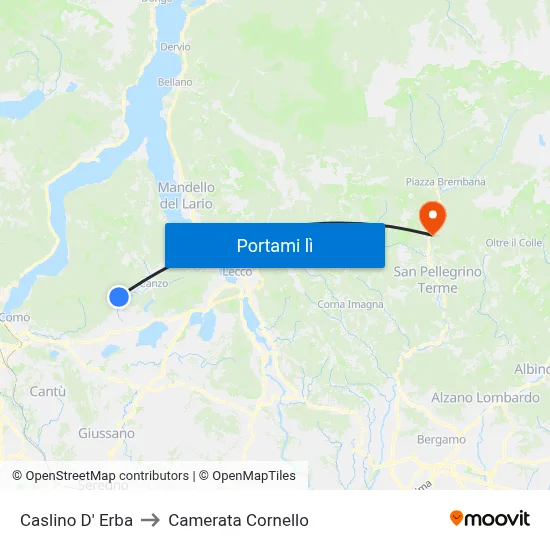Caslino D' Erba to Camerata Cornello map