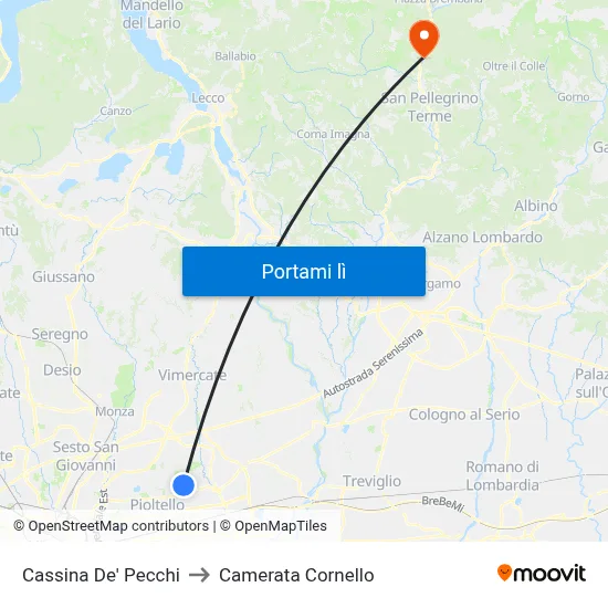 Cassina De' Pecchi to Camerata Cornello map
