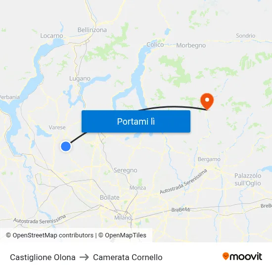 Castiglione Olona to Camerata Cornello map
