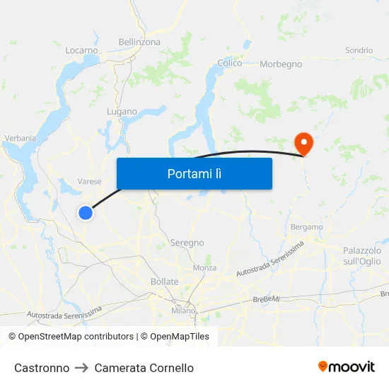 Castronno to Camerata Cornello map