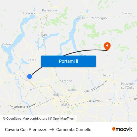 Cavaria Con Premezzo to Camerata Cornello map
